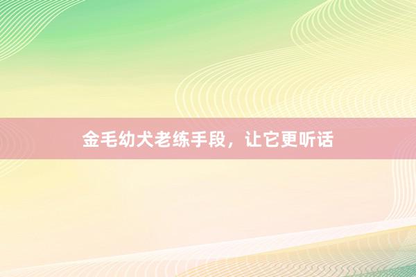 金毛幼犬老练手段，让它更听话